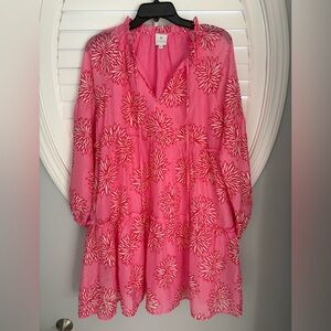 🆕 J. Marie Pink Floral Print Tiered Relaxed Fit Dress in women's size medium